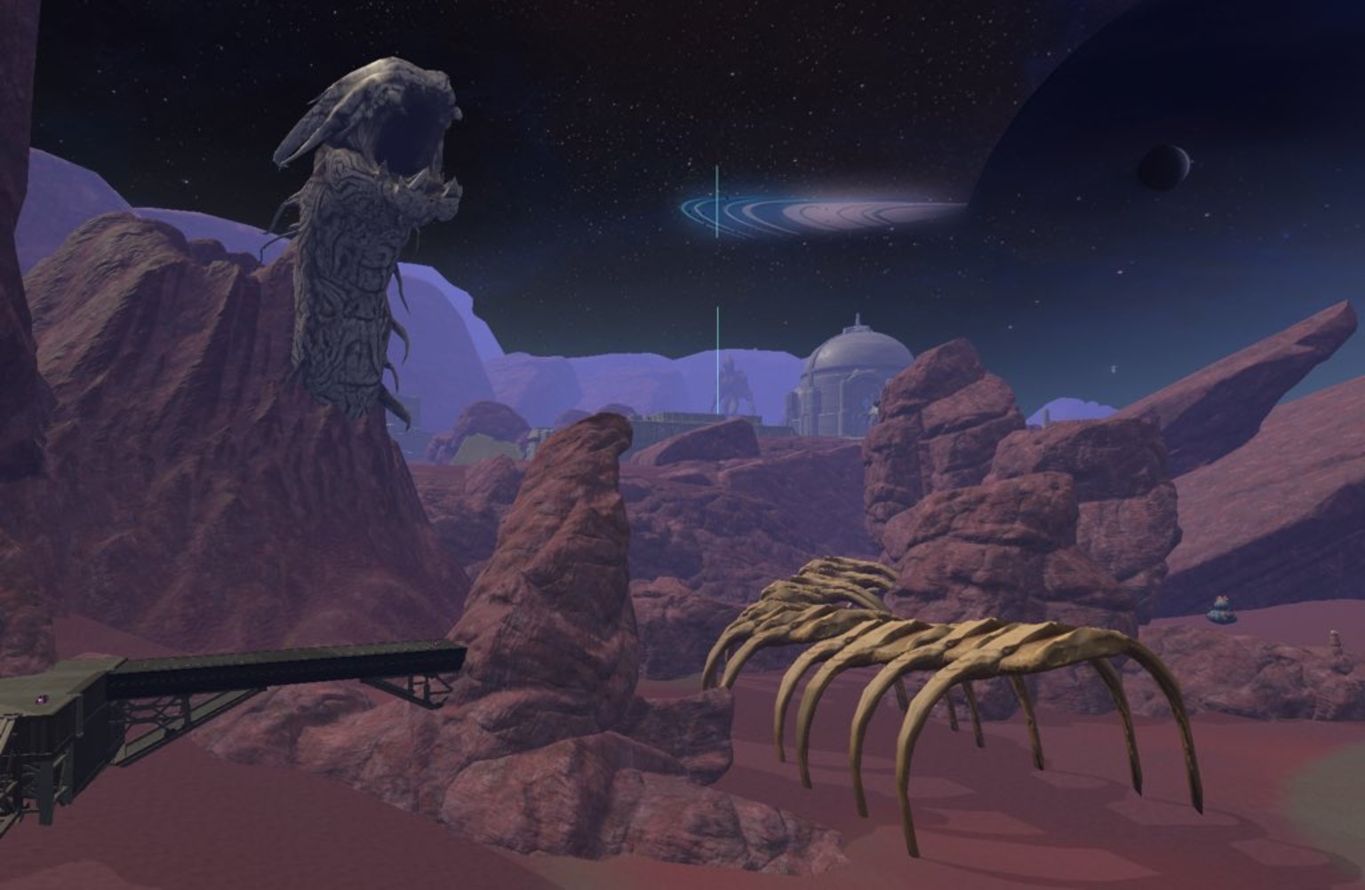 Approved Planet-X canyon artwork with red rock and a ringed planet